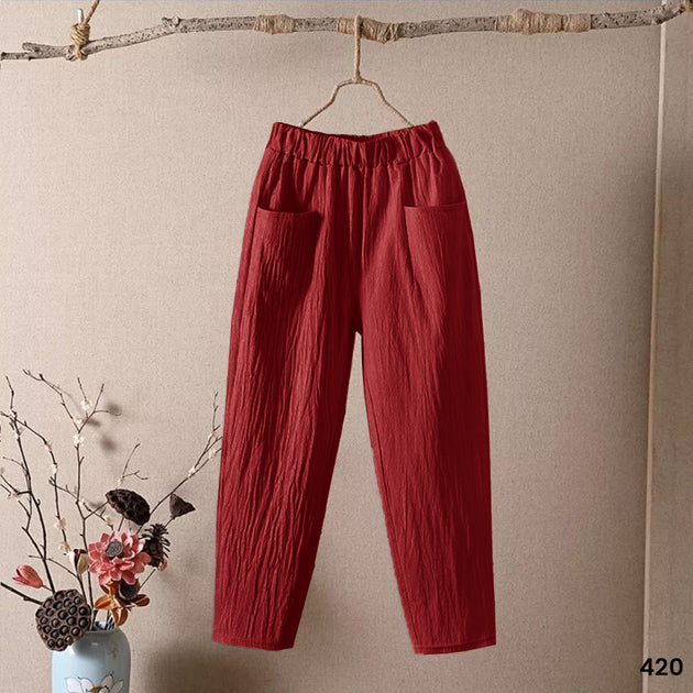 Front Pocket Linen Trouser - Red – Denim House GCC