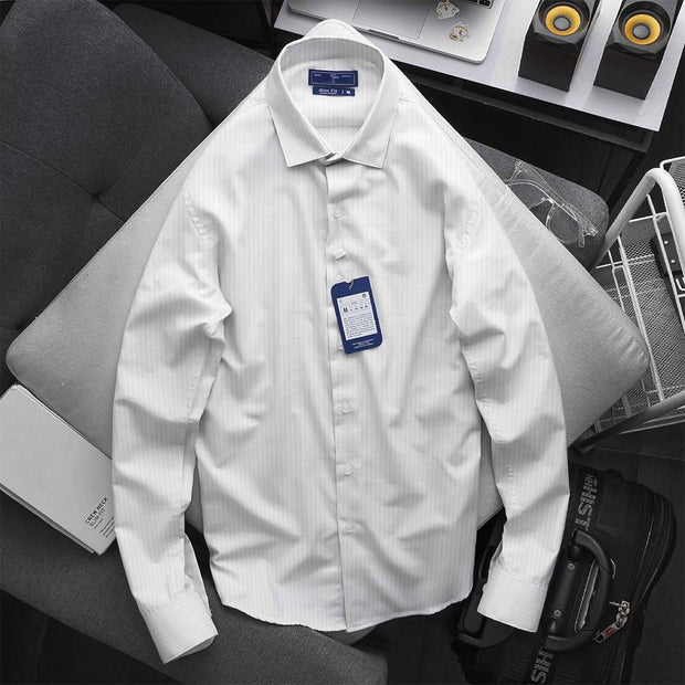 White Textured Stripe Formal Shirt FRSH252